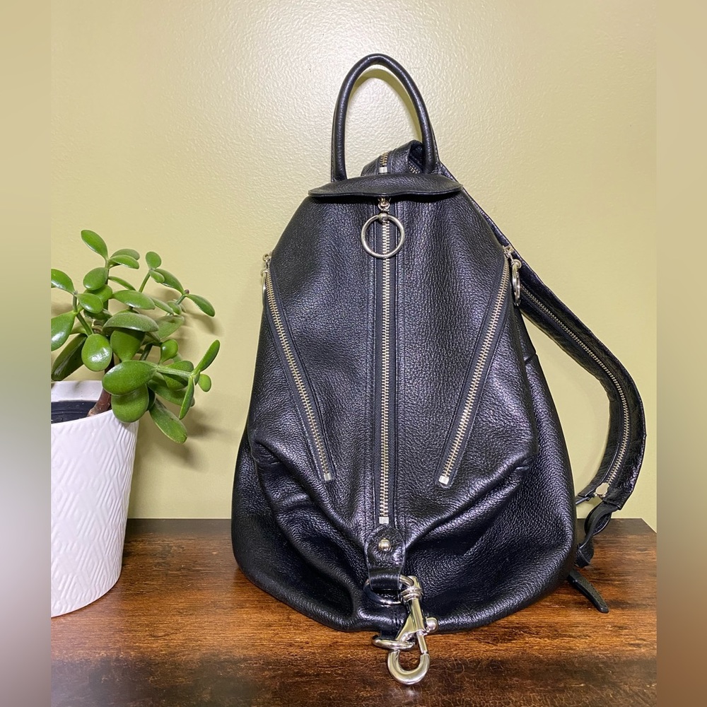 Rebecca Minkoff Julian Convertible Backpack, Black Pebbled Leather